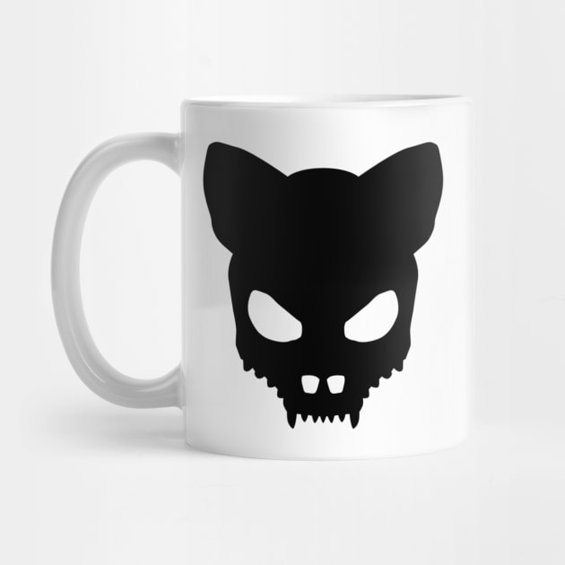 Devil Cat’s Skull in Black on White by sleepingdogprod